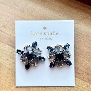 Kate Spade Midnight Blue and Gold Floral Earrings